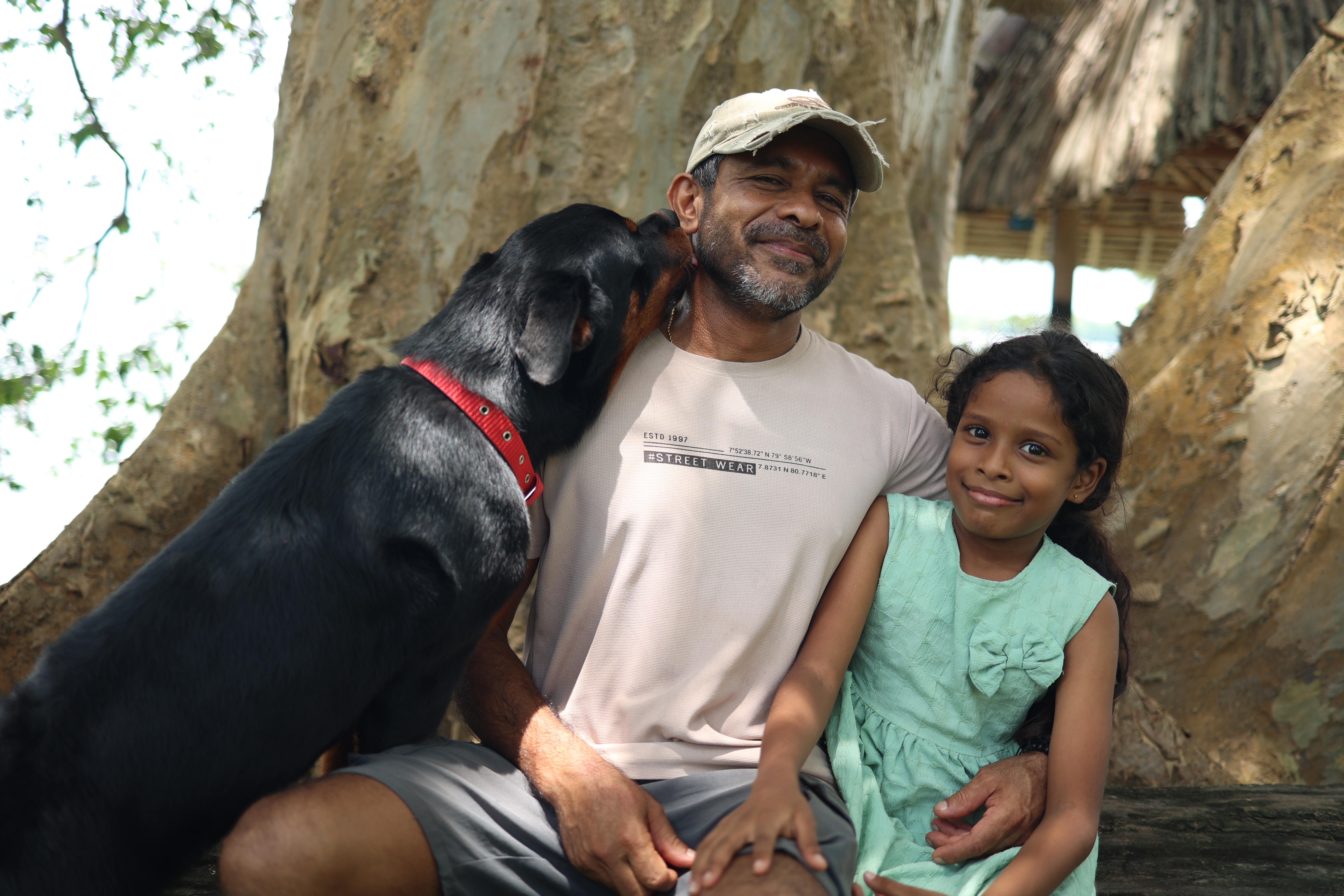 Ajith and his daughter at the farm