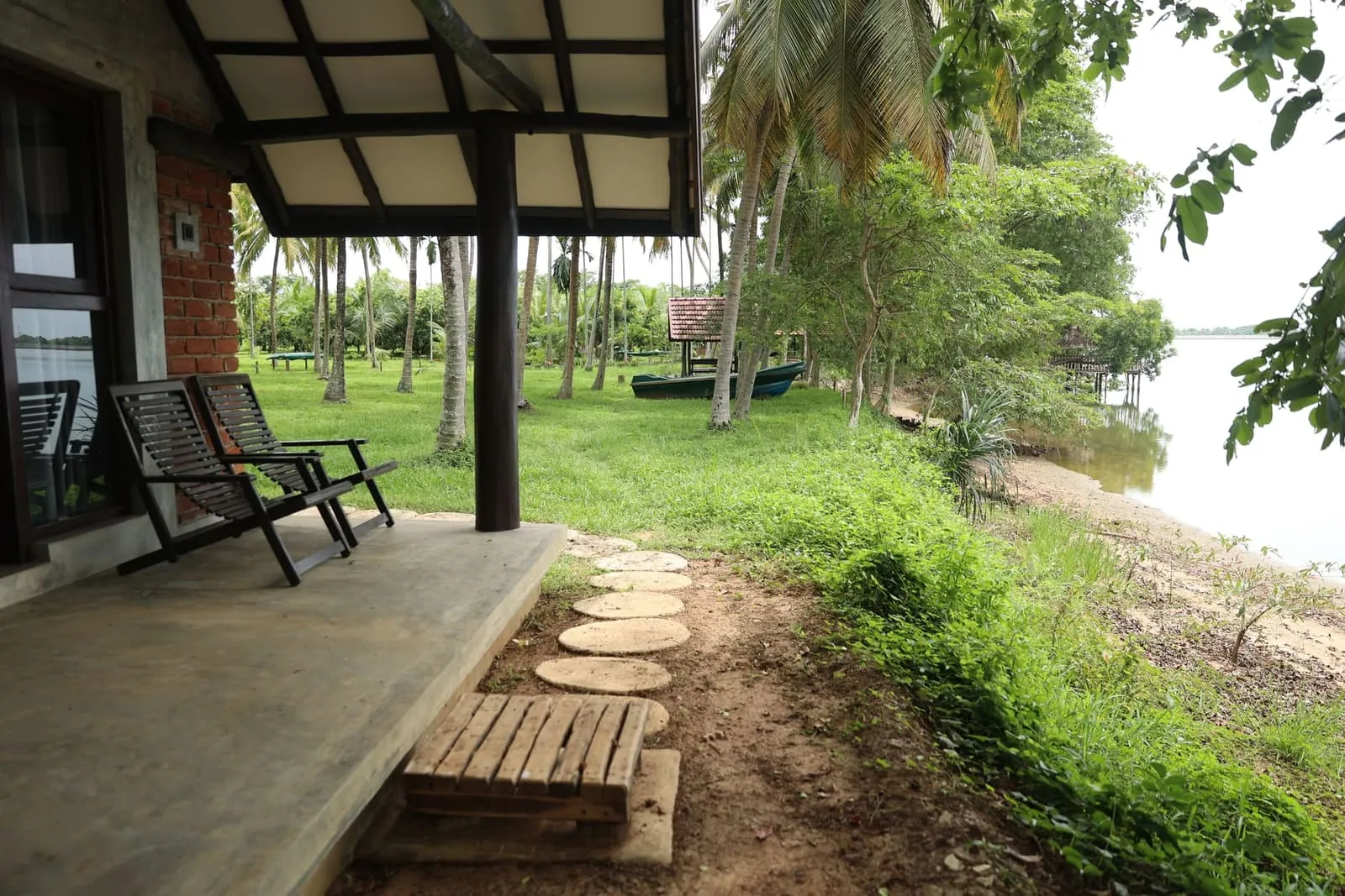 Private cottage veranda looking toward the lake