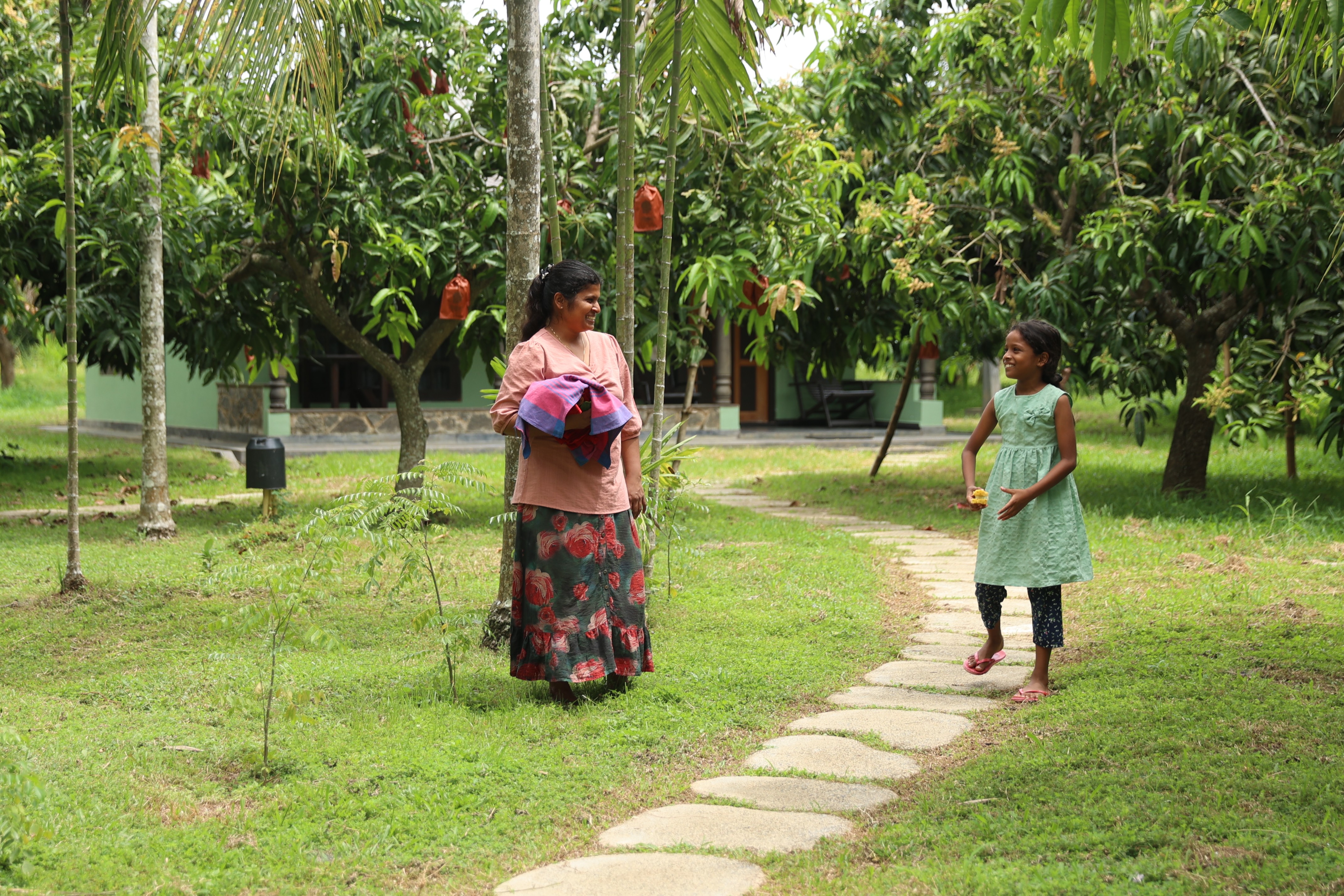 Ajith's family in the mango orchard