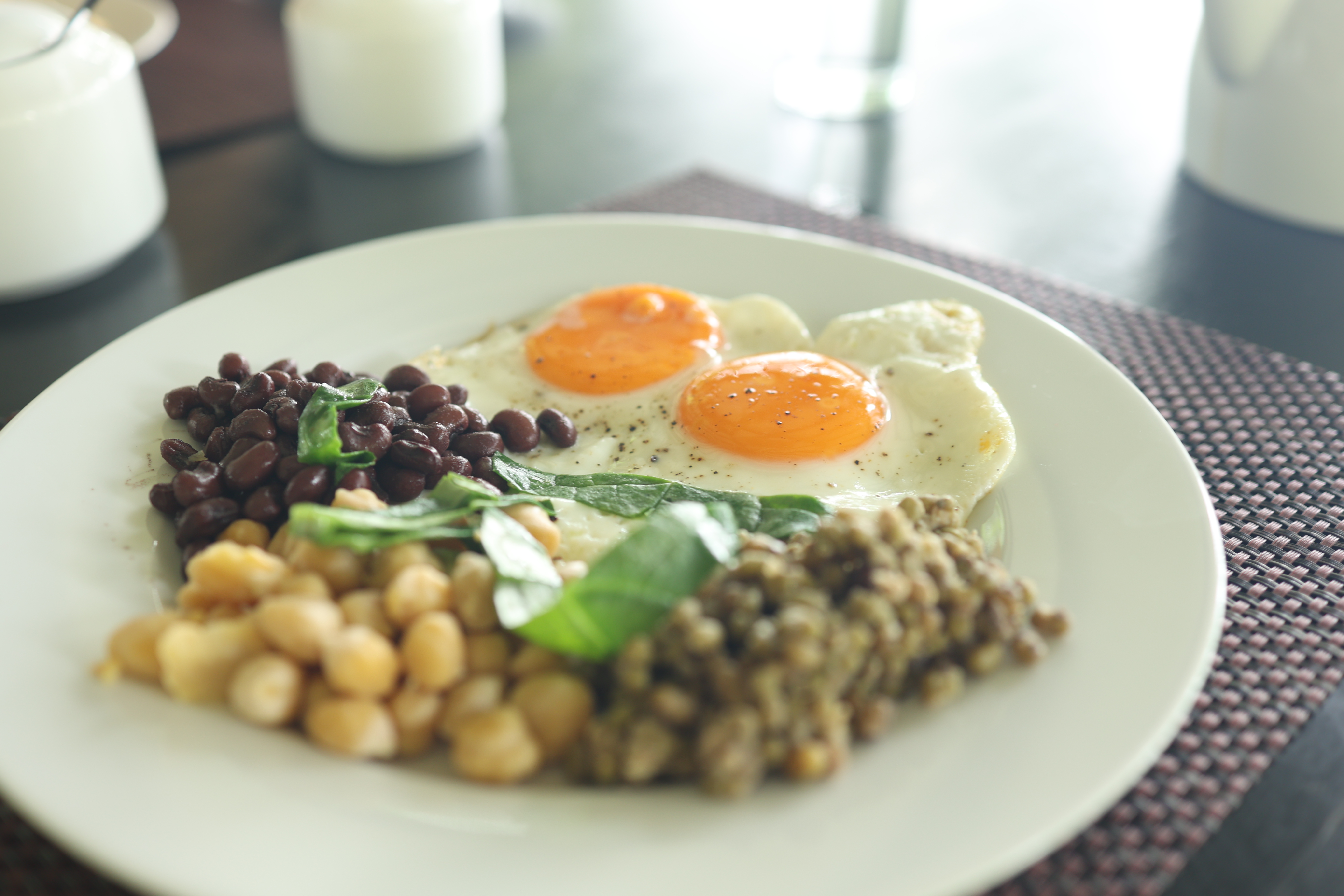 Eggs and legumes, farm breakfast