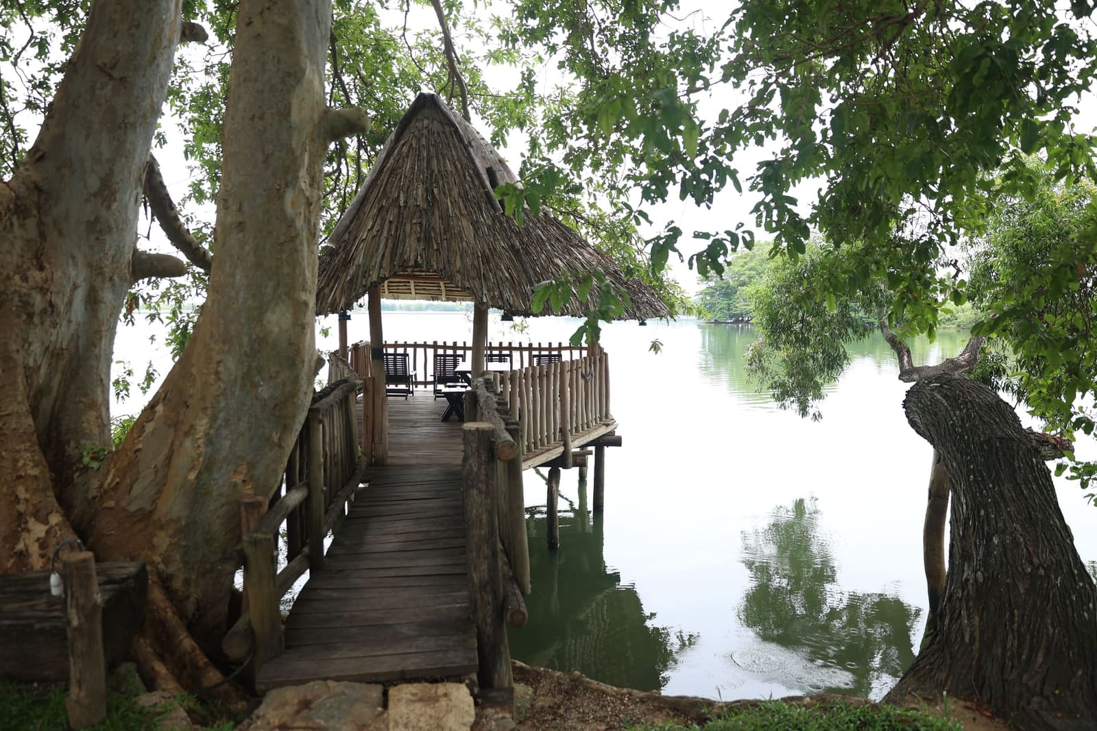 Lakeside gazebo over the water
